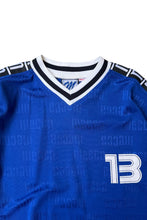 画像をギャラリービューアに読み込む, 90'S SLEEVE LOGO V-NECK T-SHIRT / BLUE [SIZE: L USED]
