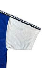 画像をギャラリービューアに読み込む, 90'S SLEEVE LOGO V-NECK T-SHIRT / BLUE [SIZE: L USED]
