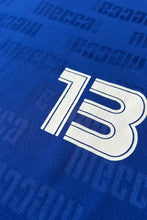 画像をギャラリービューアに読み込む, 90'S SLEEVE LOGO V-NECK T-SHIRT / BLUE [SIZE: L USED]
