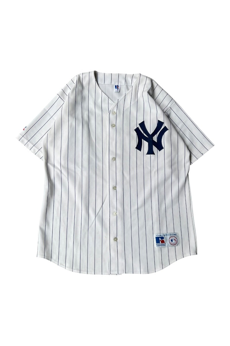 MADE IN USA 90년대 NY YANKEES 베이스볼 셔츠 / 스트라이프 [사이즈: XL USED]