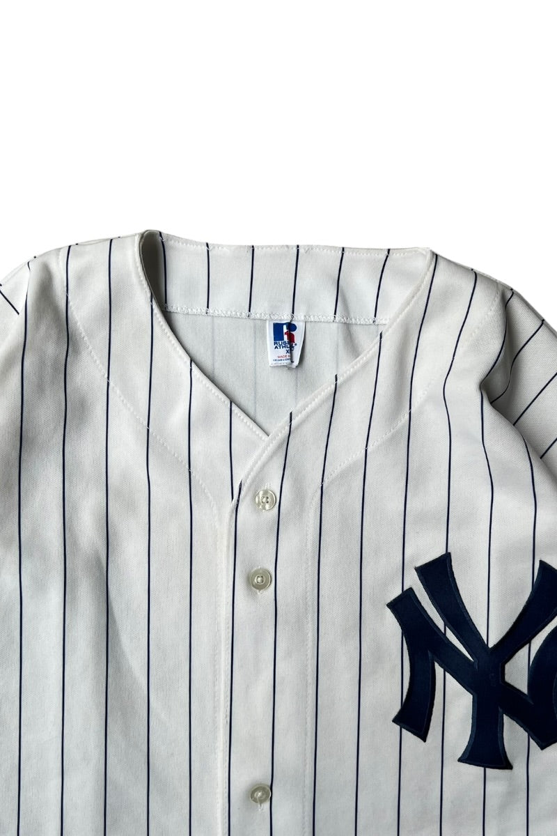 MADE IN USA 90년대 NY YANKEES 베이스볼 셔츠 / 스트라이프 [사이즈: XL USED]