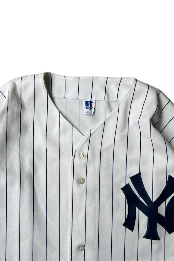 MADE IN USA 90년대 NY YANKEES 베이스볼 셔츠 / 스트라이프 [사이즈: XL USED]