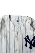 画像をギャラリービューアに読み込む, MADE IN USA 90'S NY YANKEES BASEBALL SHIRT / STRIPE [SIZE: XL USED]
