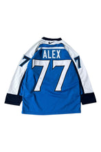 画像をギャラリービューアに読み込む, MADE IN CANADA 02'S FINLAND OLYMPIC HOCKEY GAME SHIRT / BLUE [SIZE: S USED]
