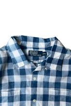 画像をギャラリービューアに読み込む, 90'S S/S OPEN COLLAR CHECK SHIRT / NAVY [SIZE: XL USED]
