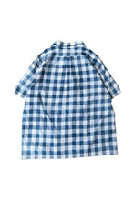 画像をギャラリービューアに読み込む, 90'S S/S OPEN COLLAR CHECK SHIRT / NAVY [SIZE: XL USED]
