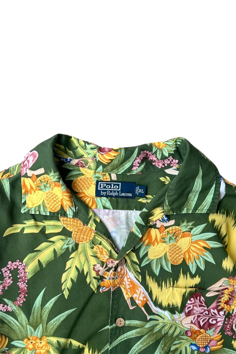 90년대 S/S 비스코스 하와이안 셔츠 / 그린 [사이즈: XL USED]