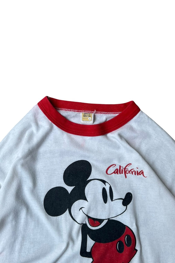 MADE IN USA 80년대 미키 링거 티셔츠 / 화이트 [사이즈: L USED]