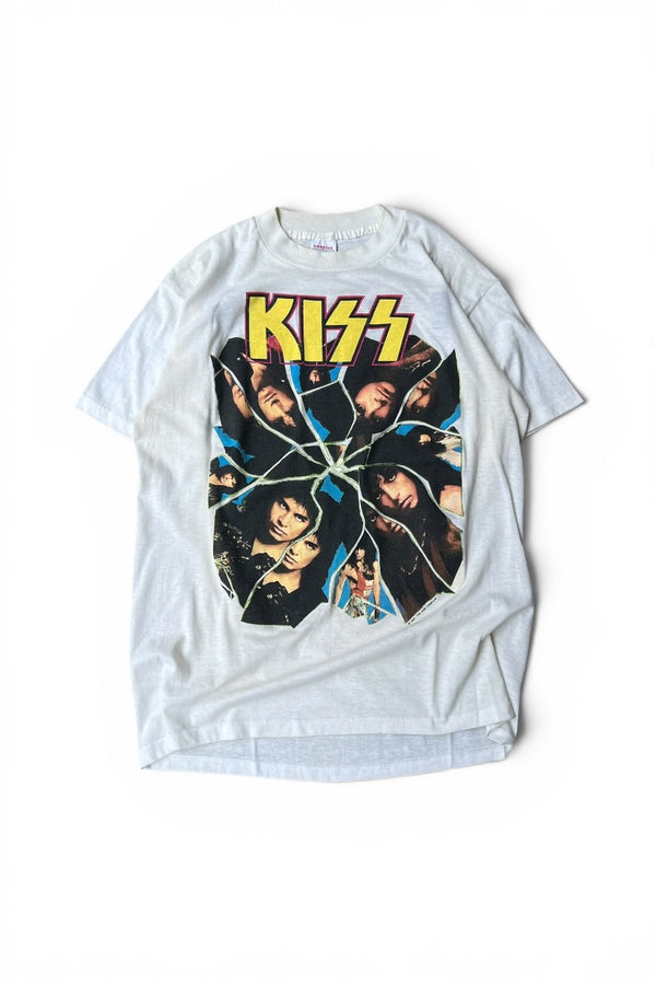MADE IN USA 87'S KISS I WENT CRAZY WITH KISS BAND T-SHIRT / WHITE [사이즈: XL USED]