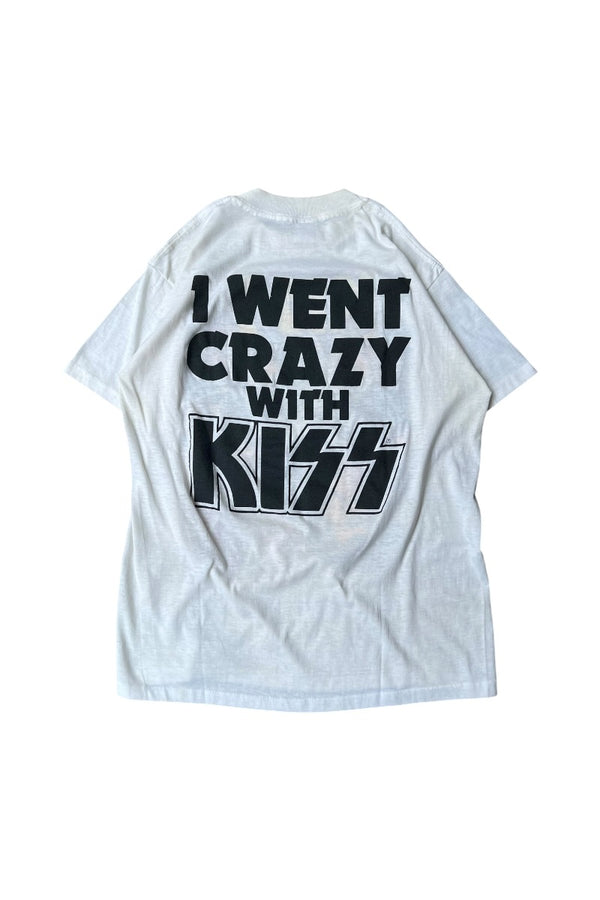 MADE IN USA 87'S KISS I WENT CRAZY WITH KISS BAND T-SHIRT / WHITE [사이즈: XL USED]