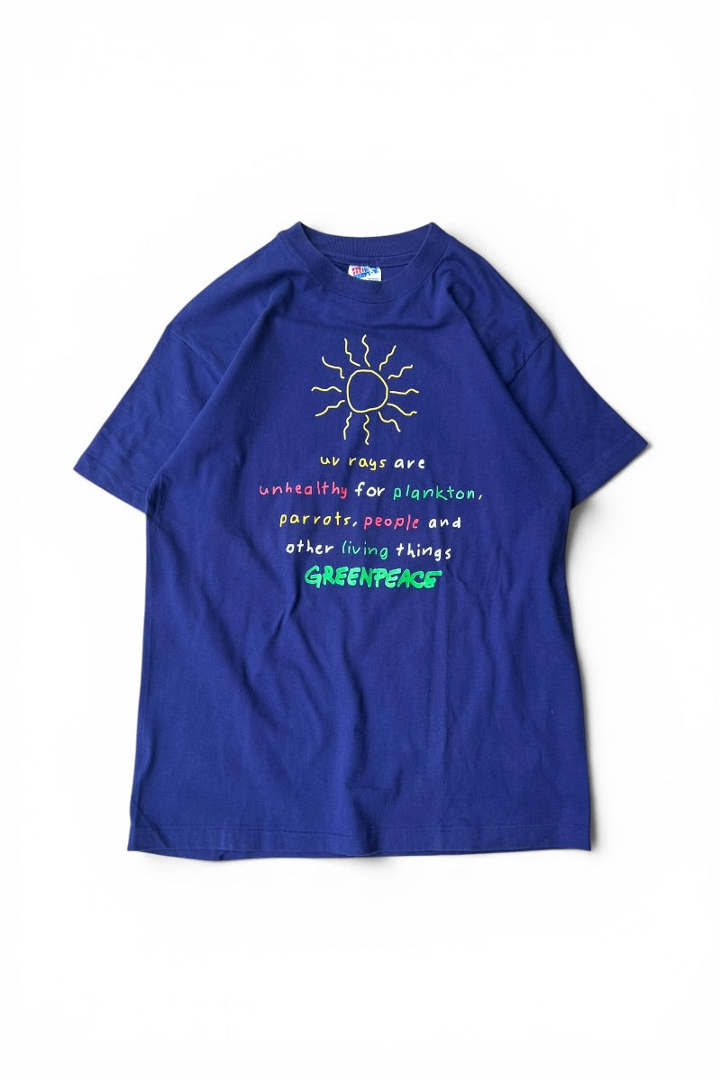 MADE IN USA 90'S MESSAGE T-SHIRT / NAVY [SIZE: L USED]
