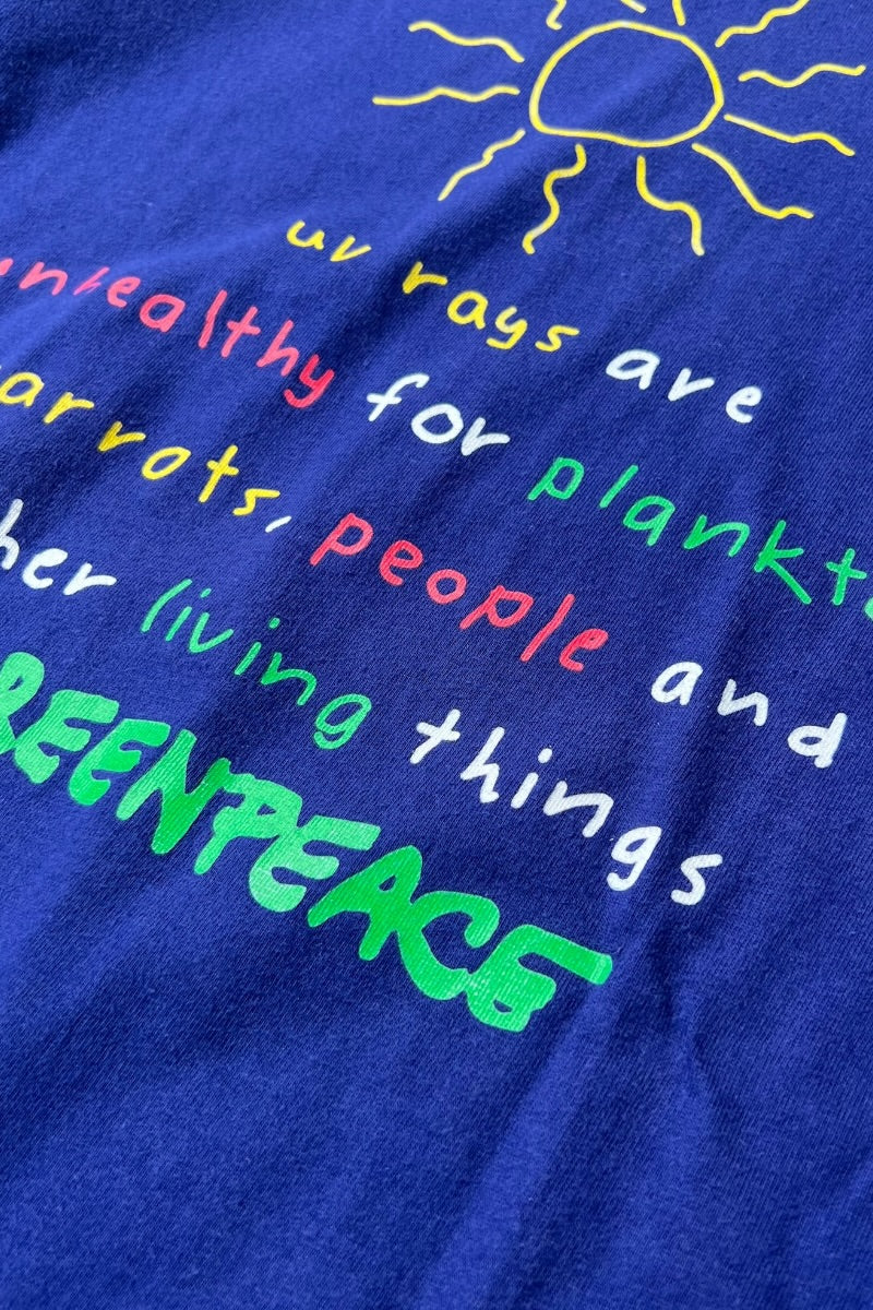 MADE IN USA 90'S MESSAGE T-SHIRT / NAVY [SIZE: L USED]