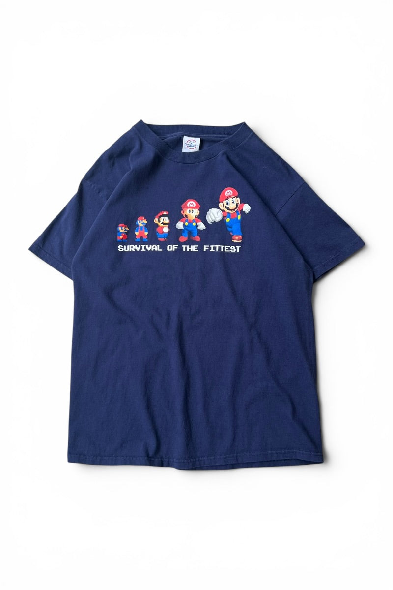 MADE IN USA 03'S NINTENDO SUPER MARIO CHARACTER T-SHIRT / NAVY [SIZE: M USED]