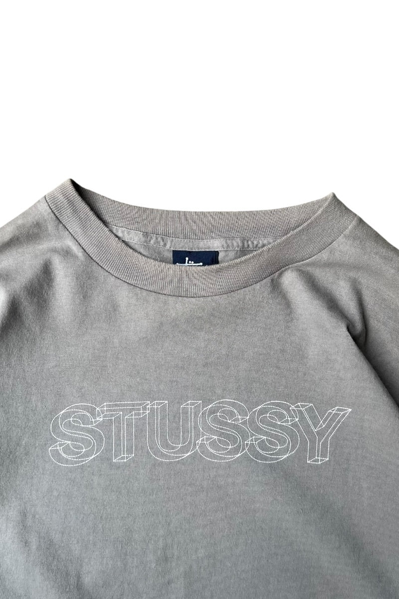 MADE IN USA 90'S OUTLINE LOGO SKATE BOADING T-SHIRT / GRAY [SIZE: XL USED]
