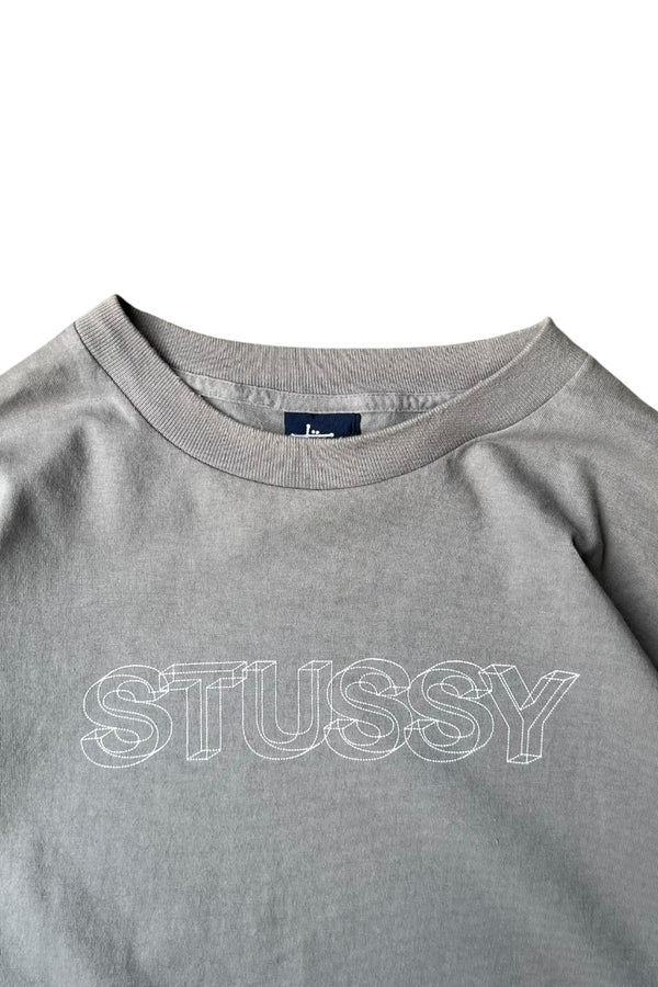 MADE IN USA 90'S OUTLINE LOGO SKATE BOADING T-SHIRT / GRAY [SIZE: XL USED]
