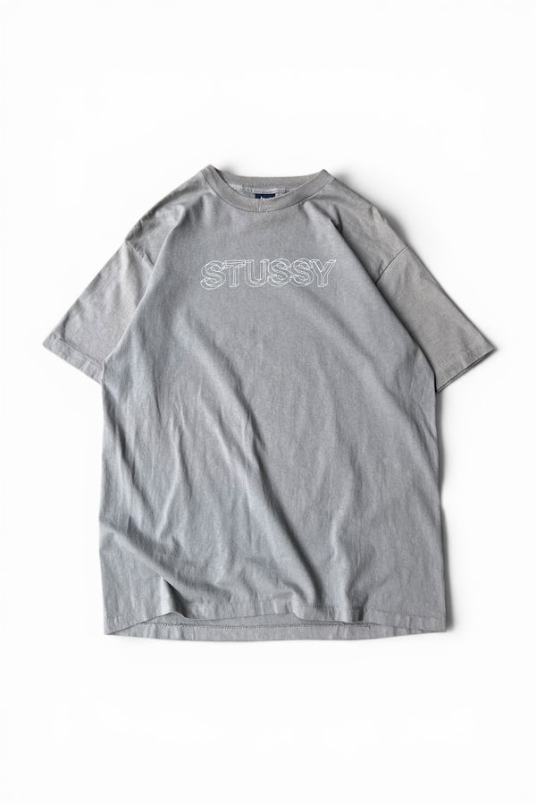 MADE IN USA 90'S OUTLINE LOGO SKATEBOARDING T-SHIRT / GRAY [SIZE: XL USED]