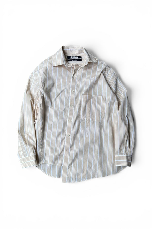 MADE IN BULGARIA LE PAYSAN L/S STRIPE SHIRT / BEIGE [SIZE: 46 USED]