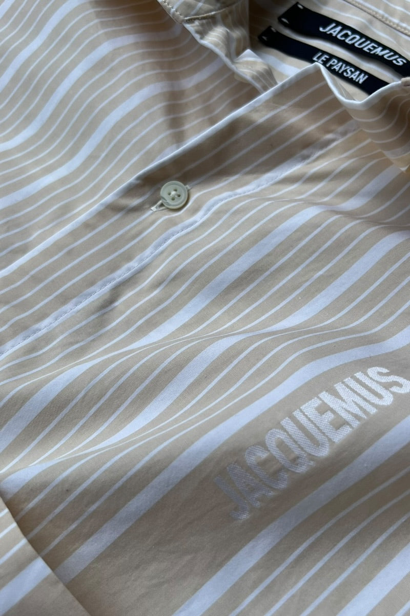 MADE IN BULGARIA LE PAYSAN L/S STRIPE SHIRT / BEIGE [SIZE: 46 USED]