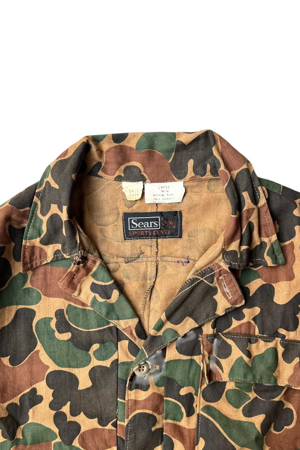MADE IN USA 70'S CAMO HUNTING SHIRT JACKET / CAMO [SIZE: L USED]