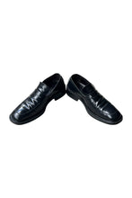 画像をギャラリービューアに読み込む, MADE IN ITALY SQUARE LEATHER LOAFERS / BLACK [SIZE: US7.5 (26cm相当) USED]
