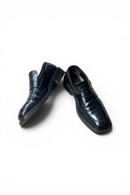 画像をギャラリービューアに読み込む, MADE IN ITALY SQUARE LEATHER LOAFERS / BLACK [SIZE: US7.5 (26cm相当) USED]

