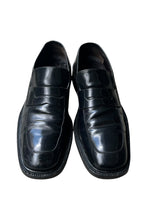 画像をギャラリービューアに読み込む, MADE IN ITALY SQUARE LEATHER LOAFERS / BLACK [SIZE: US7.5 (26cm相当) USED]
