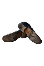 画像をギャラリービューアに読み込む, MADE IN ITALY SQUARE LEATHER LOAFERS / BLACK [SIZE: US7.5 (26cm相当) USED]
