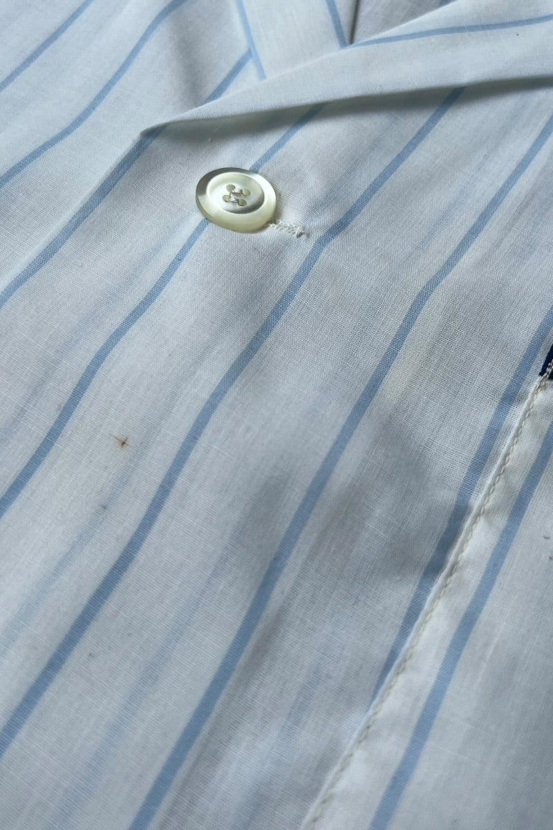 70'S L/S STRIPE PAJAMA SET UP / WHITE [SIZE: SHIRTS L PANTS L DEADSTOCK/NOS]