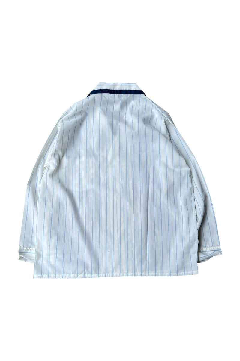 70'S L/S STRIPE PAJAMA SET UP / WHITE [SIZE: SHIRTS L PANTS L DEADSTOCK/NOS]