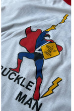 画像をギャラリービューアに読み込む, MADE IN USA 80'S BUCKLE MAN RINGER T-SHIRT / WHITE [SIZE: M USED]
