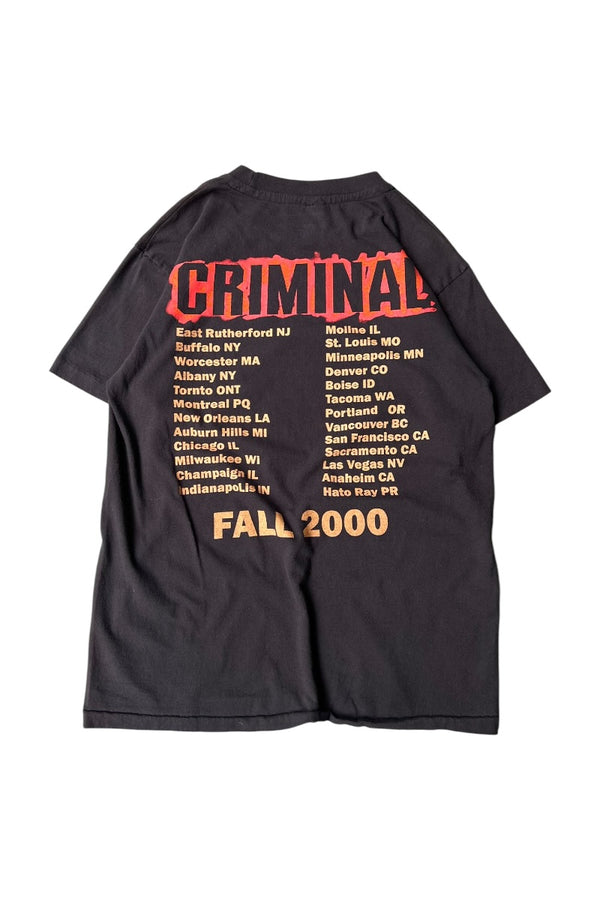 Y2K 00'S 부틀렉 에미넴 크리미널 투어 랩 티셔츠 / BLACK [SIZE: XL USED]