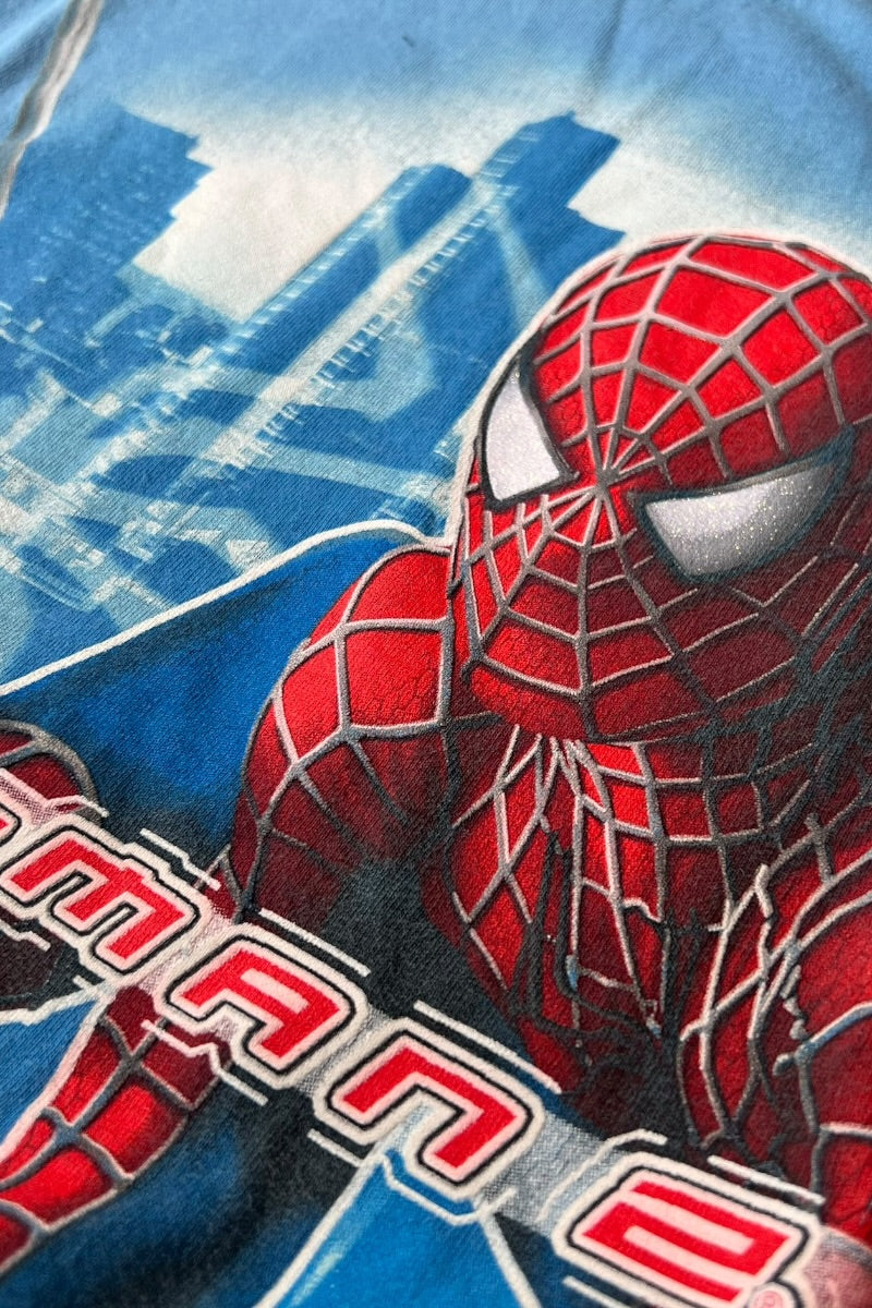 MADE IN MEXICO 04'S Y2K SPIDER-MAN MOVIE T-SHIRT / LIGHT BLUE [SIZE: XL USED]