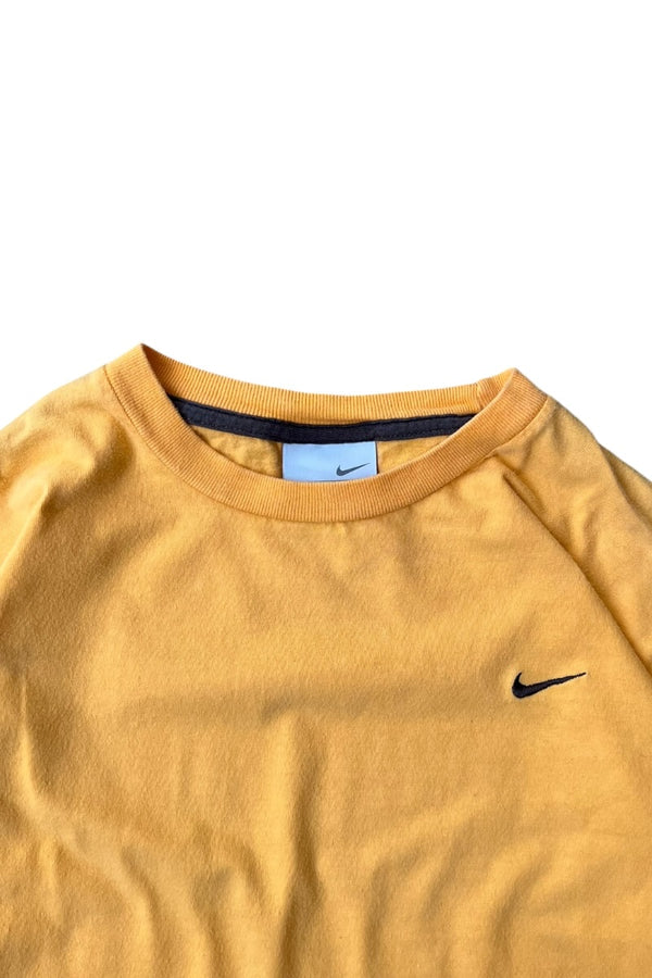 Y2K EARLY 00'S ONE POINT LOGO T-SHIRT / YELLOW [SIZE: M USED]