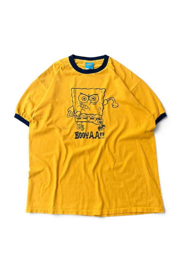 Y2K 02'S RINGER T-SHIRT / YELLOW [SIZE: L USED]