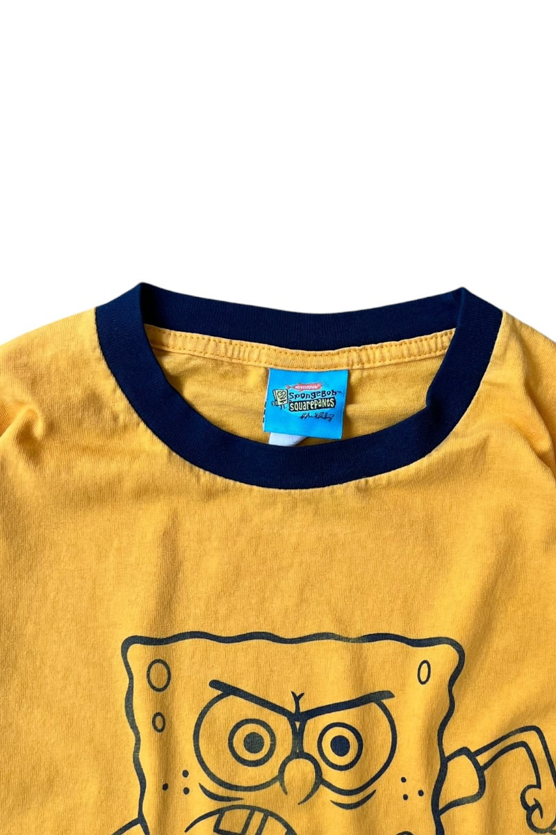 Y2K 02'S RINGER T-SHIRT / YELLOW [SIZE: L USED]