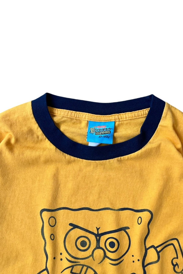 Y2K 02'S RINGER T-SHIRT / YELLOW [SIZE: L USED]