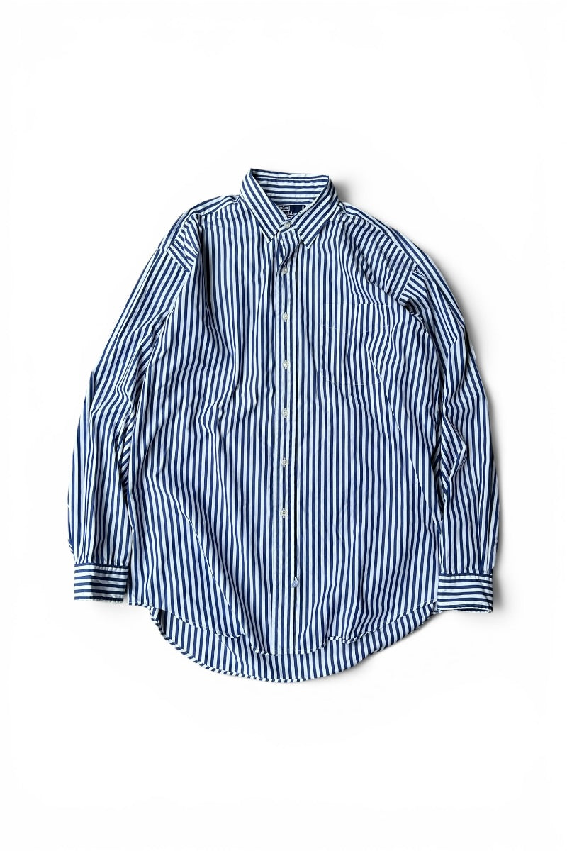 90'S L/S STRIPE SHIRT / WHITE [SIZE: L USED]