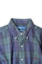 画像をギャラリービューアに読み込む, 90'S BLAKE L/S CHECK BD SHIRT / GREEN [SIZE: L USED]

