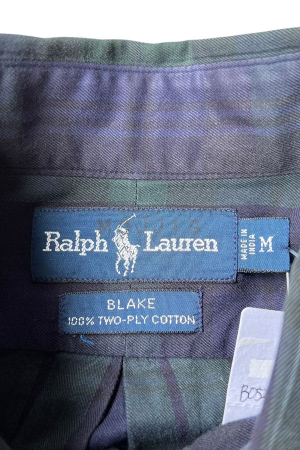 90'S BLAKE L/S CHECK BD SHIRT / GREEN [SIZE: L USED]