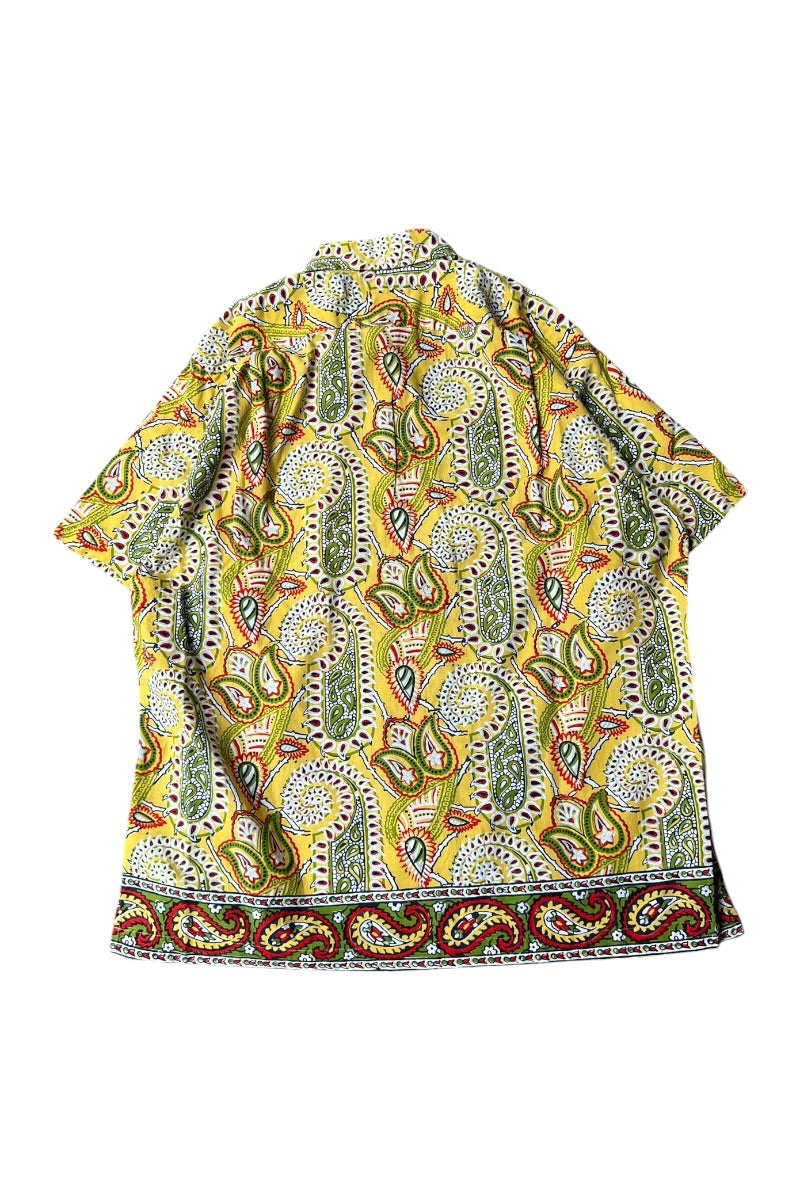 90'S BOB CAMP PAISLEY PATTERN S/S SHIRT / YELLOW [SIZE: M USED]