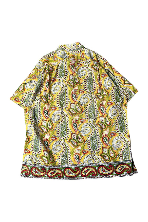 90'S BOB CAMP PAISLEY PATTERN S/S SHIRT / YELLOW [SIZE: M USED]