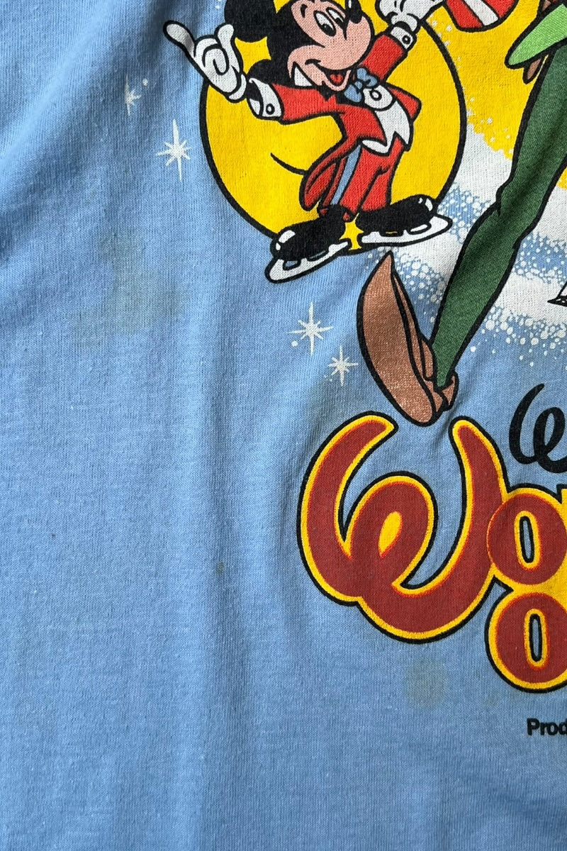 80'S DISNEY WORLD ON ICE T-SHIRT / BLUE [SIZE: XL USED]