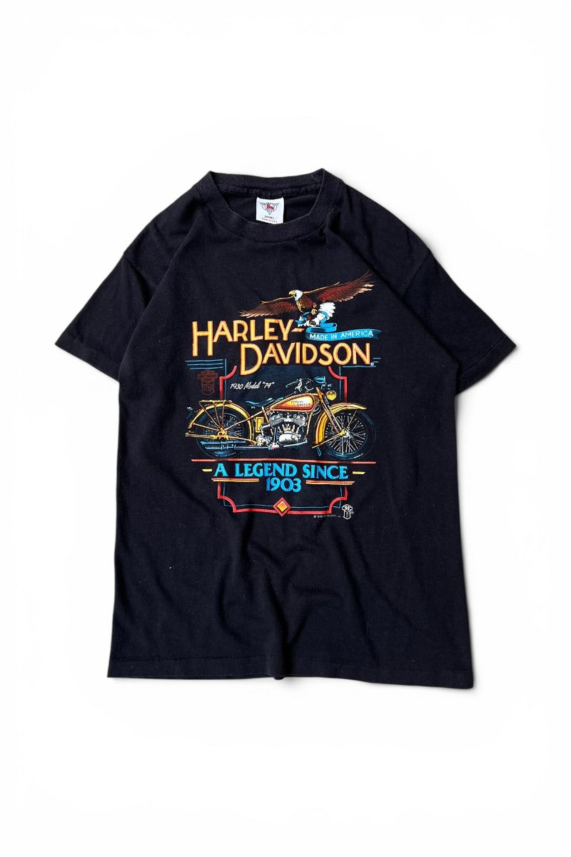 MADE IN USA 85'S HARLEY-DAVIDSON T-SHIRT / BLACK [SIZE: S USED]
