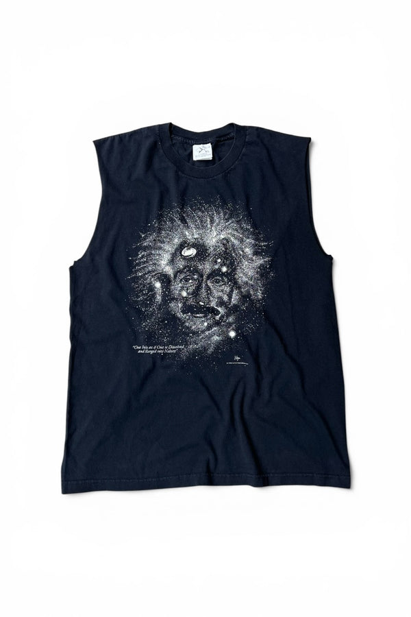MADE IN USA 93'S ALBERT EINSTEIN NO SLEEVE T-SHIRT / BLACK [SIZE: XL USED]