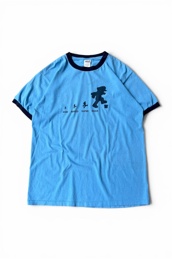 90'S SUPER MARIO BROT. RINGER T-SHIRT / BLUE [SIZE: L USED]