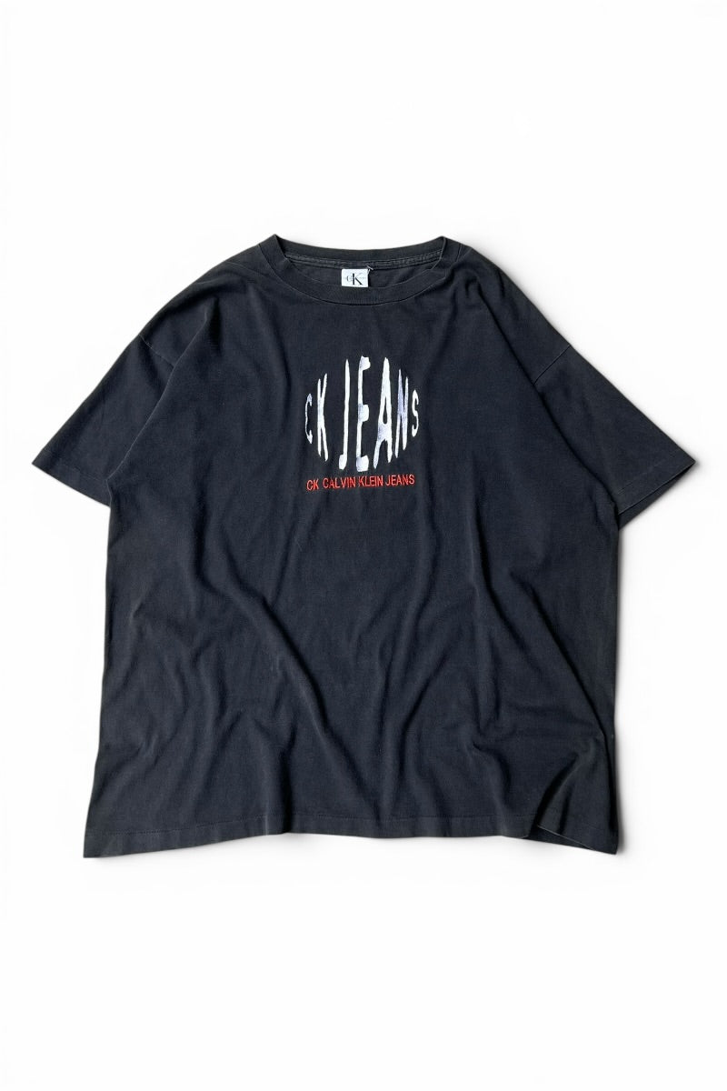 MADE IN USA 90-00'S LOGO T-SHIRT / BLACK [SIZE: L USED]