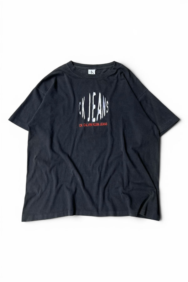 MADE IN USA 90-00'S LOGO T-SHIRT / BLACK [SIZE: L USED]