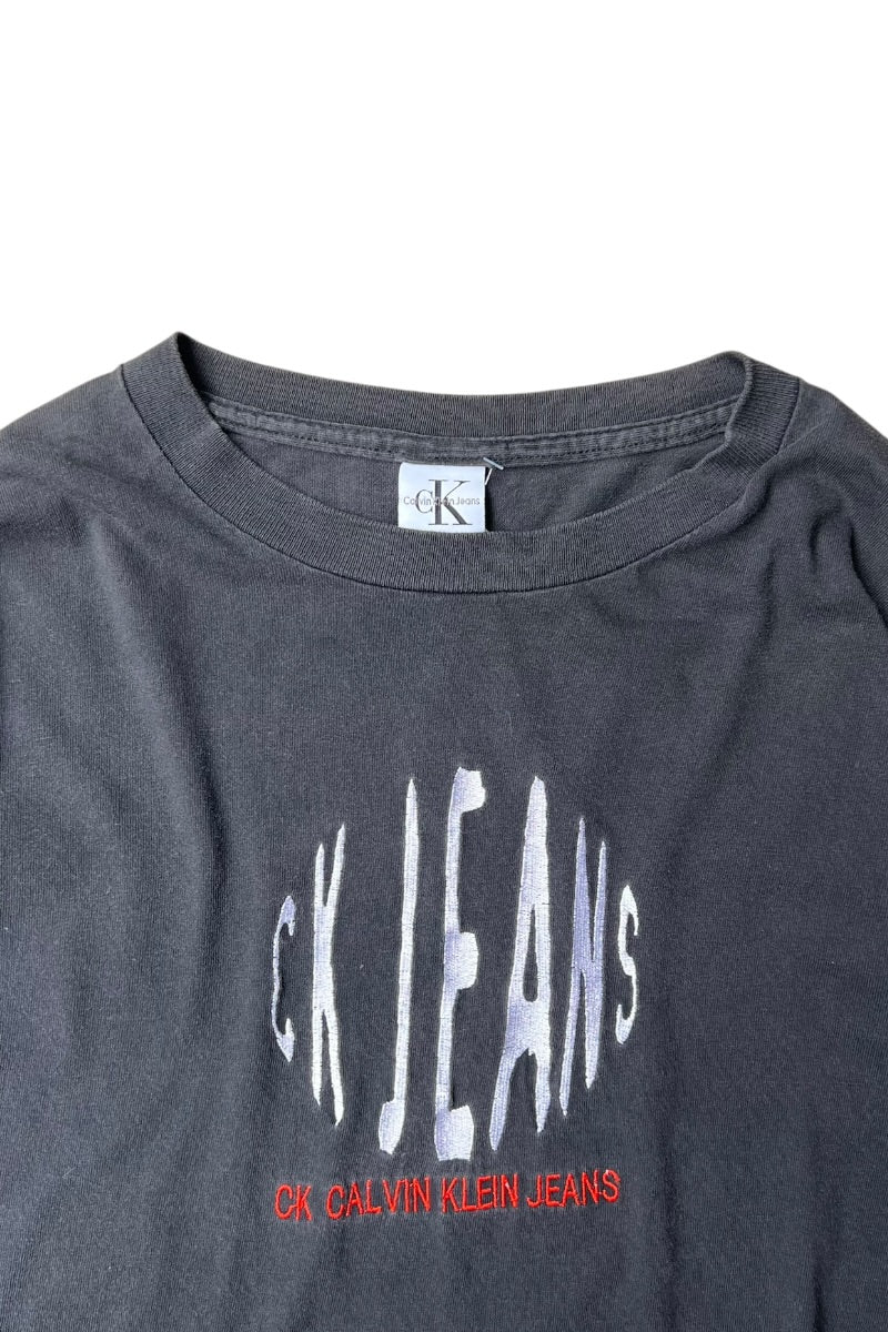MADE IN USA 90-00'S LOGO T-SHIRT / BLACK [SIZE: L USED]