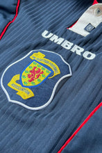 画像をギャラリービューアに読み込む, MADE IN ENGLAND 96-98'S THE SCOTTISH FOOTBALL ASSOCIATION GAME SHIRT / NAVY [SIZE: XL USED]
