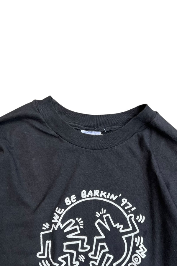 MADE IN USA 97'S KEITH HARING HARVEST MOON PARTY ART T-SHIRT / BLACK [SIZE: XL USED]